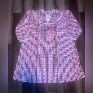 Women's Red Floral Stripe Cotton Nightgown Chemise